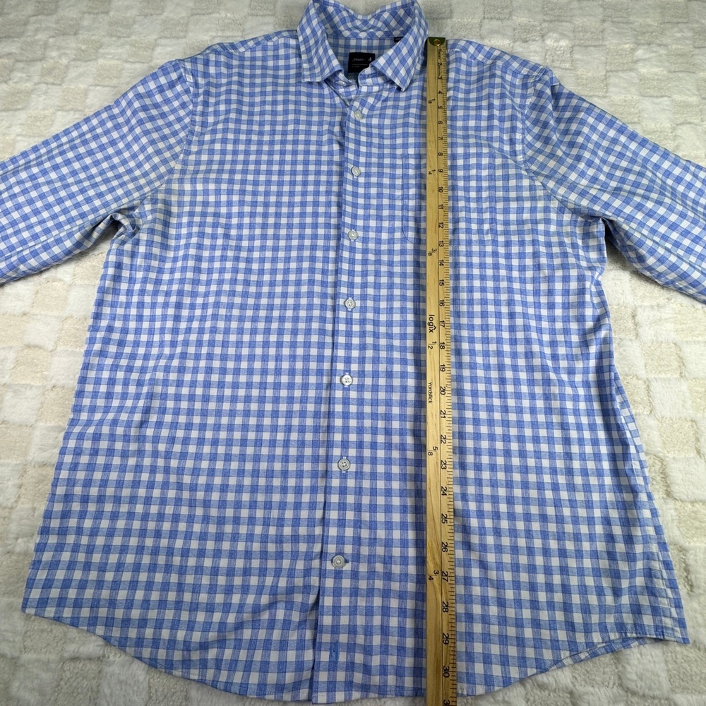 Johnnie-O Performance Gingham Button Down Shirt Mens XL Blue White Plaid Bamboo - Picture 8 of 12